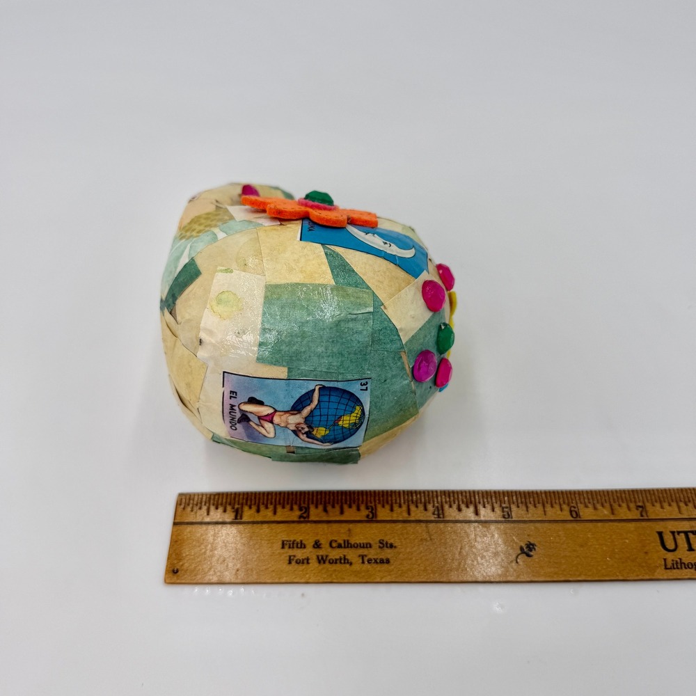 Handmade Loteria Papier Mache Sugar Skull Calavera Folk Art Rhinestone - Picture 8 of 8